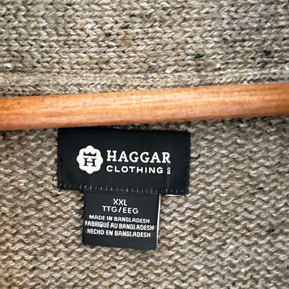 Vintage Men’s Cardigan Shawl collar Kurt Cobain Brown Elbow patches Wool XXL - Picture 5 of 16